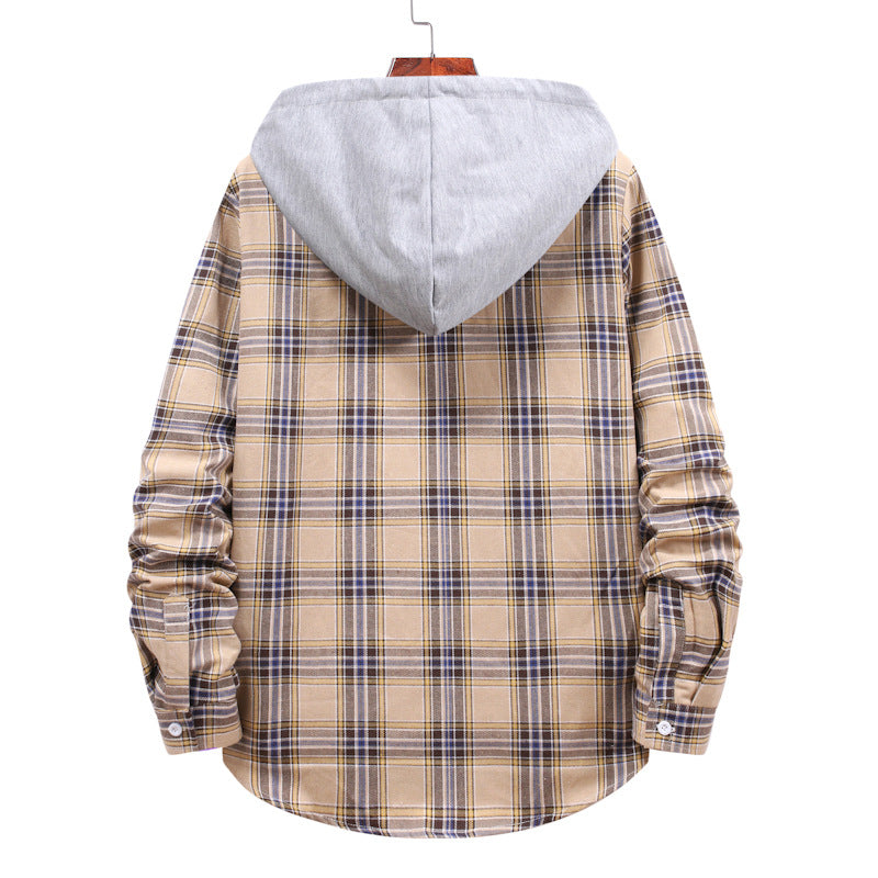 Herren Flanellhemdjacke mit integrierter Kapuze