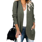 Damen lässiger Strickcardigan mit offenen Seiten und praktischen Taschen R&B