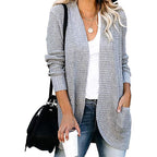 Damen lässiger Strickcardigan mit offenen Seiten und praktischen Taschen R&B
