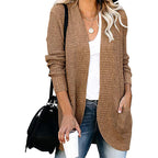 Damen lässiger Strickcardigan mit offenen Seiten und praktischen Taschen R&B