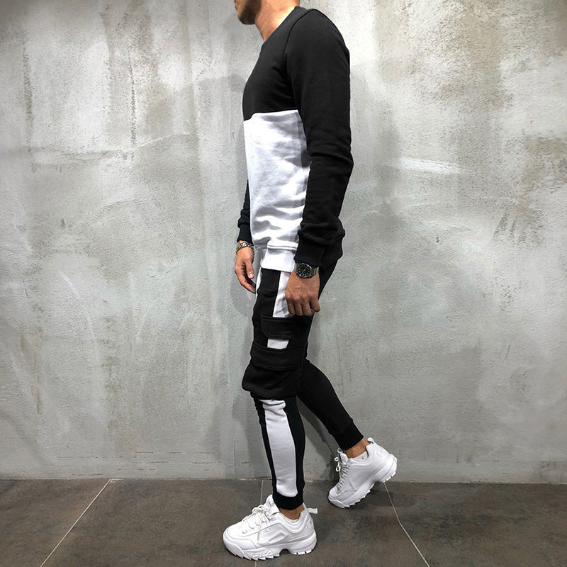 Herren modisches Sweatshirt- und Jogginghosen-Set mit funktionalen Taschen