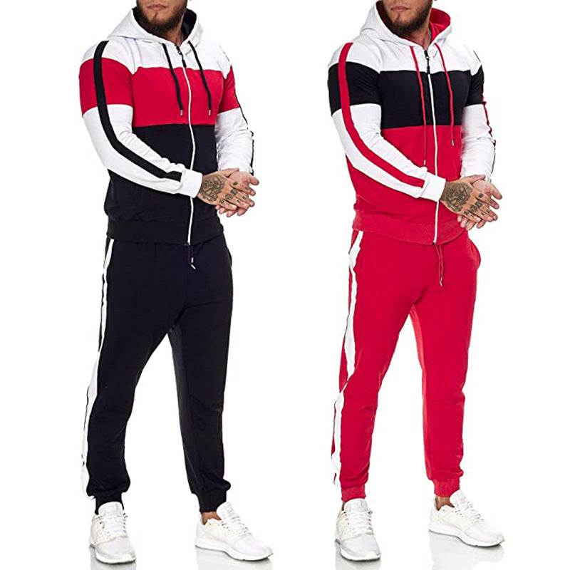 Herren Sportanzug mit Kapuze und modernem Farbblockdesign