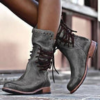 Damen Schnürstiefel mit dekorativen Nieten und robuster Profilsohle R&B