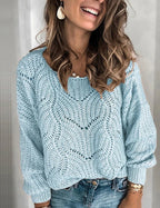 Damen lässiger Strickpullover mit Zopfdesign R&B