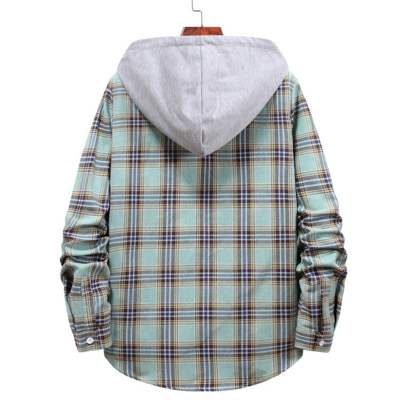 Herren Flanellhemdjacke mit integrierter Kapuze