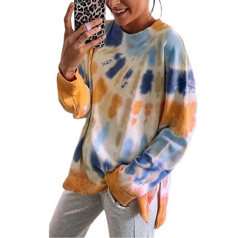 Damen lässiger Sweatshirt mit Farbverlauf und langen Ärmeln R&B