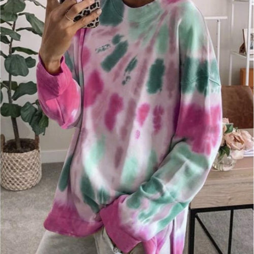 Damen lässiger Sweatshirt mit Farbverlauf und langen Ärmeln R&B
