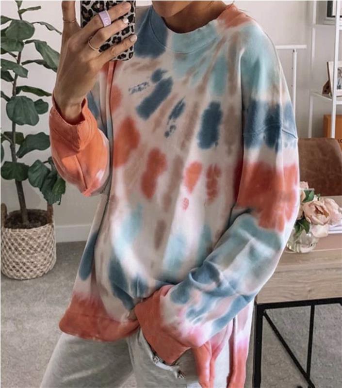 Damen lässiger Sweatshirt mit Farbverlauf und langen Ärmeln R&B