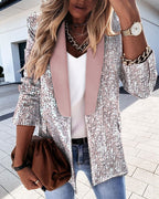 Damen glitzernder Blazer mit luxuriösen Details R&B