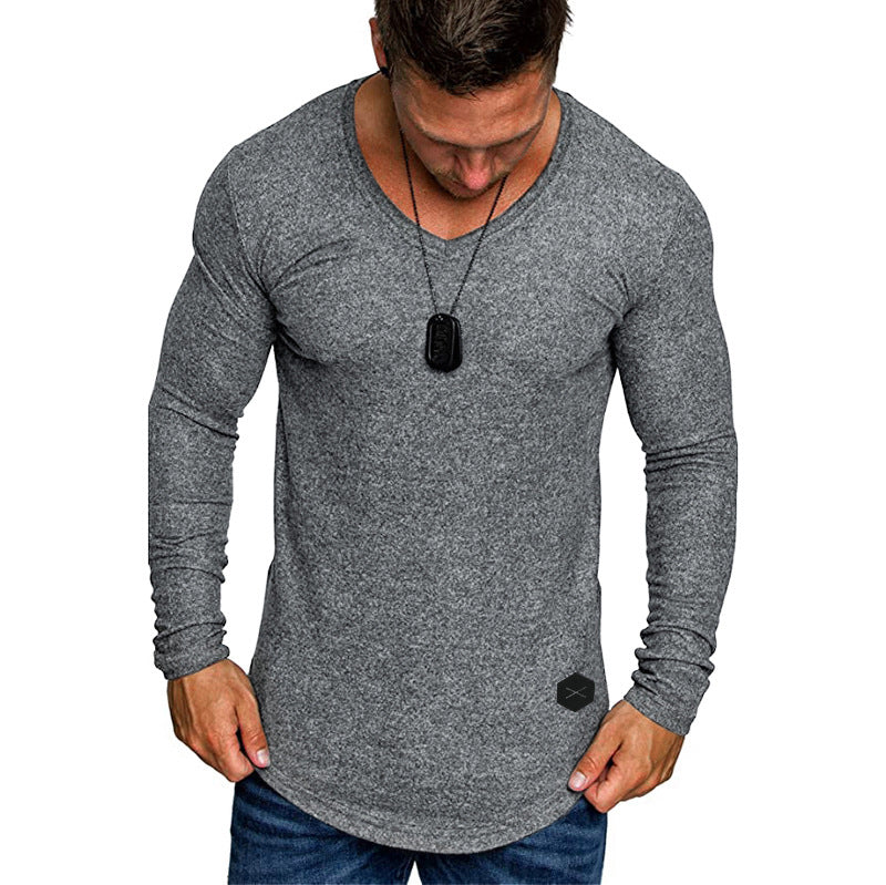 Herren Langarmshirt mit modernem V-Ausschnitt und komfortabler Passform