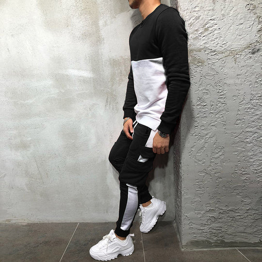 Herren modisches Sweatshirt- und Jogginghosen-Set mit funktionalen Taschen R&B