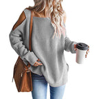 Damen lässiger Pullover mit schulterfreien Details R&B