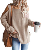 Damen lässiger Pullover mit schulterfreien Details R&B