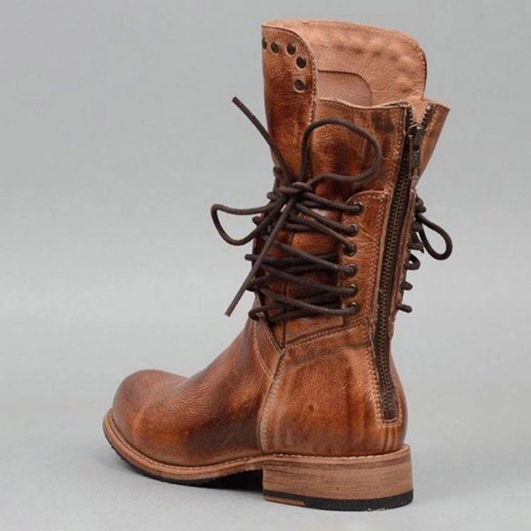 Damen Schnürstiefel mit dekorativen Nieten und robuster Profilsohle R&B