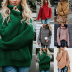 Damen Grobstrickpullover mit hohem Kragen und überschnittenen Schultern R&B