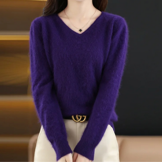 R&B | Pullover Damen V-ausschnitt Leichter und Weicher Strickpullover
