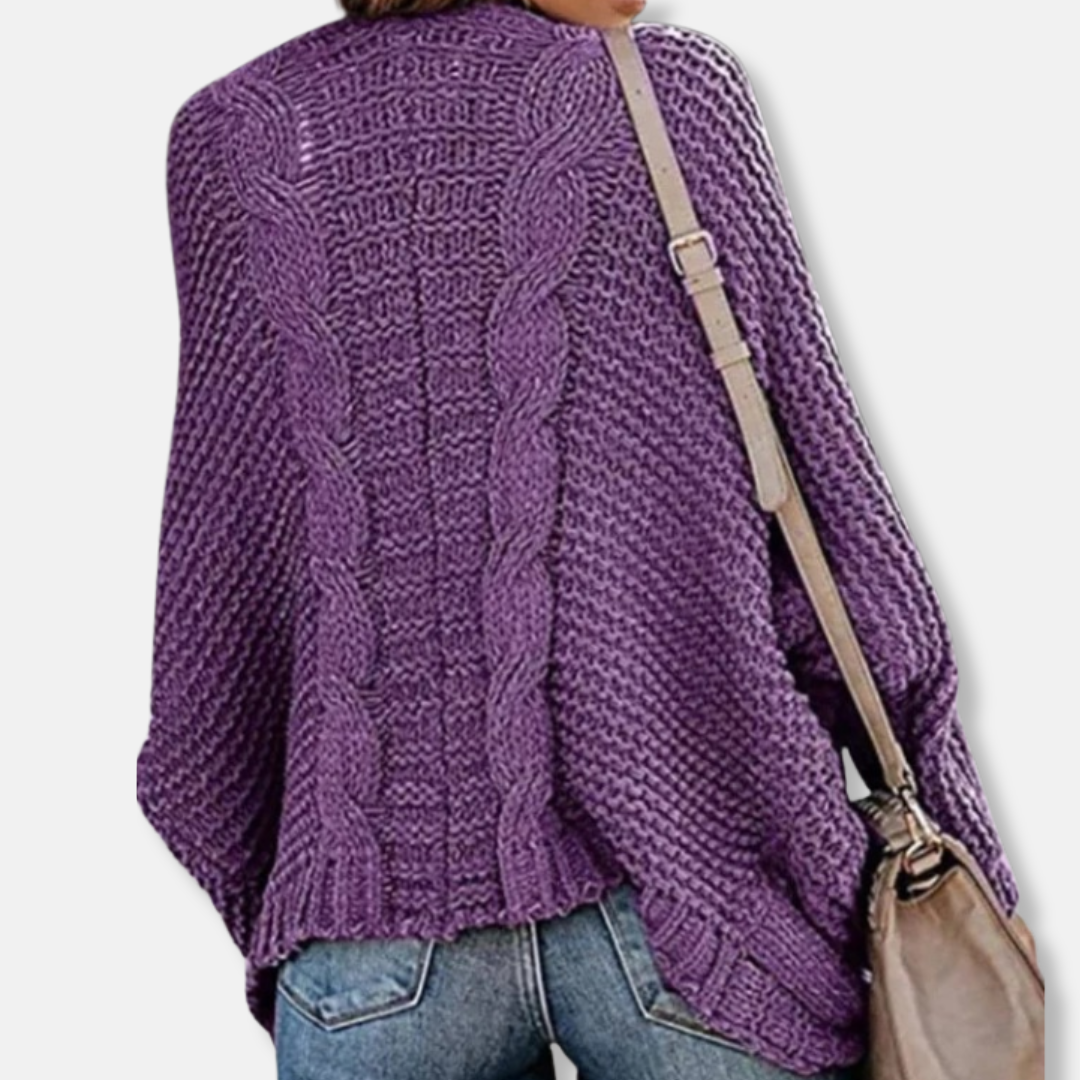 R&B | Woll Übergroßer Cardigan Gerippter Offener Fronttaschen Cardigan