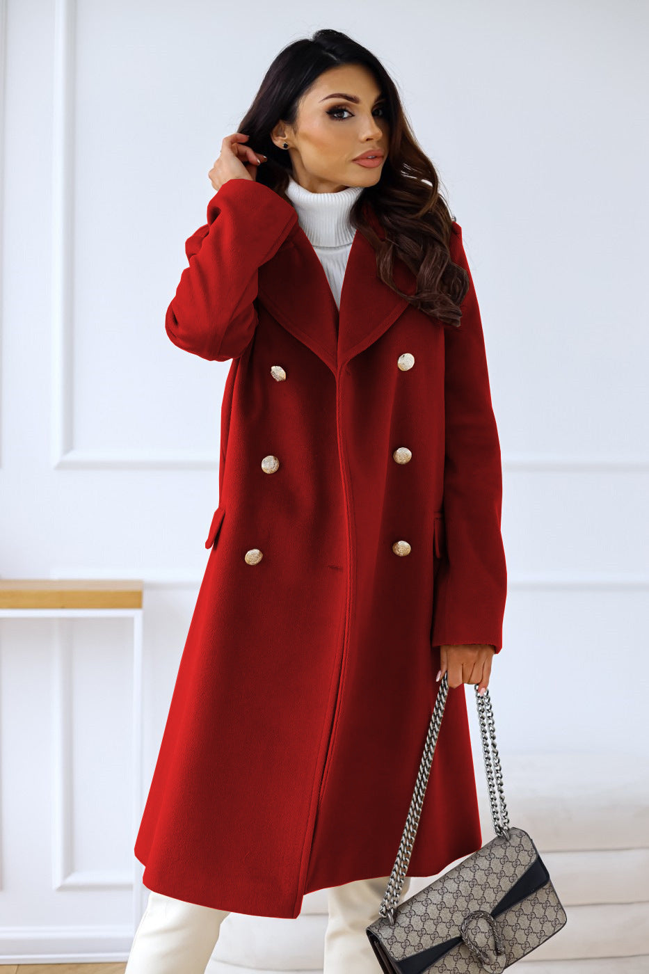 R&B | Schicker Damenwollmantel mit Knopfdetail