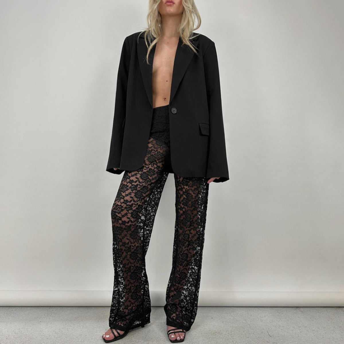 R&B | Spitze Perspektive hohe Taille Spleißen lange gerade Hose