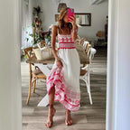 R&B | Bohème-Kleid mit Schnürsenkeln bedruckt