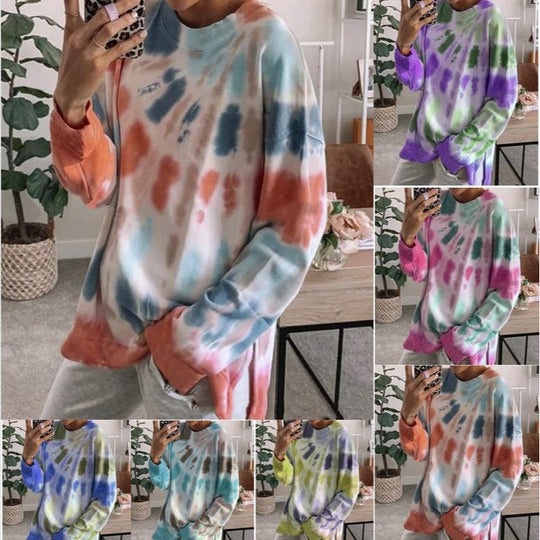 Damen lässiger Sweatshirt mit Farbverlauf und langen Ärmeln R&B