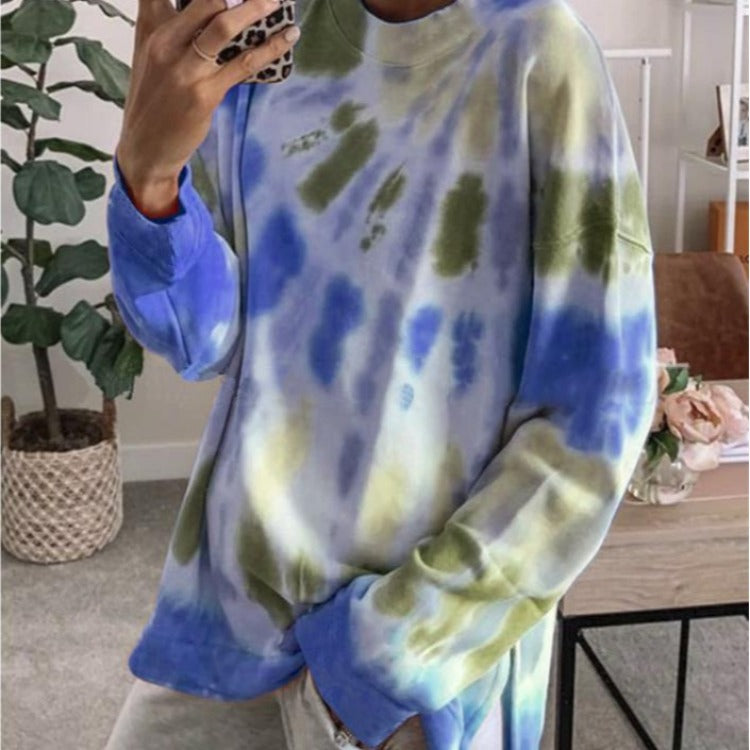 Damen lässiger Sweatshirt mit Farbverlauf und langen Ärmeln R&B