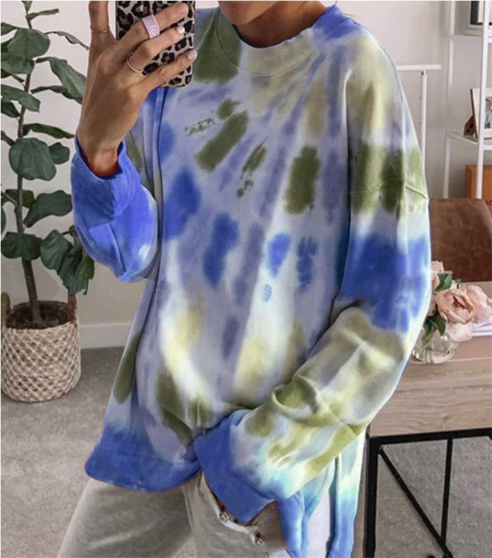 Damen lässiger Sweatshirt mit Farbverlauf und langen Ärmeln R&B