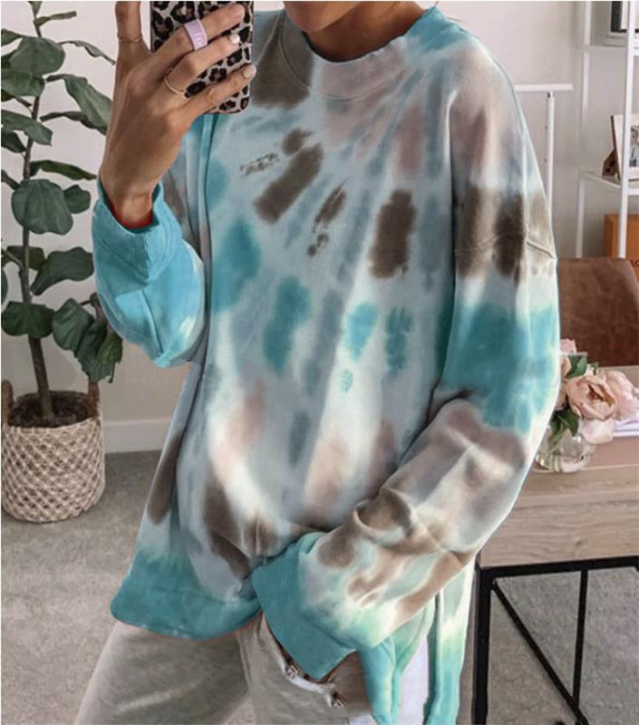 Damen lässiger Sweatshirt mit Farbverlauf und langen Ärmeln R&B