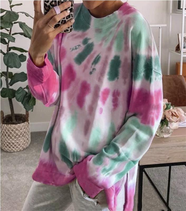 Damen lässiger Sweatshirt mit Farbverlauf und langen Ärmeln R&B