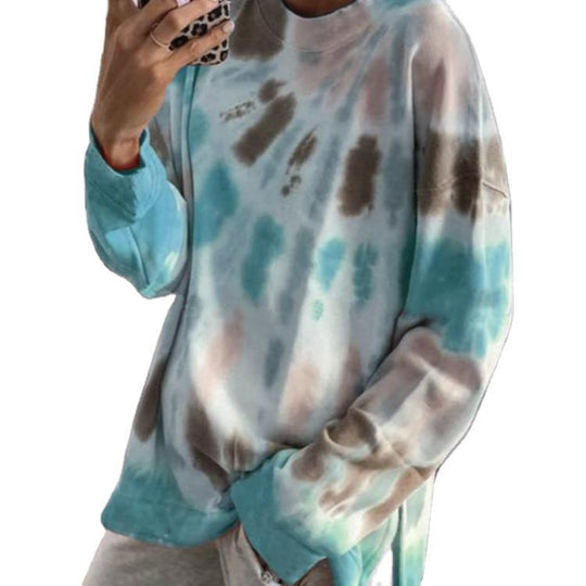 Damen lässiger Sweatshirt mit Farbverlauf und langen Ärmeln R&B