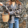 Damen Strickjacke mit modernen Zopfmuster und Holzknöpfen R&B