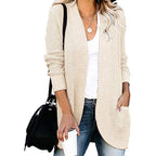 Damen lässiger Strickcardigan mit offenen Seiten und praktischen Taschen R&B