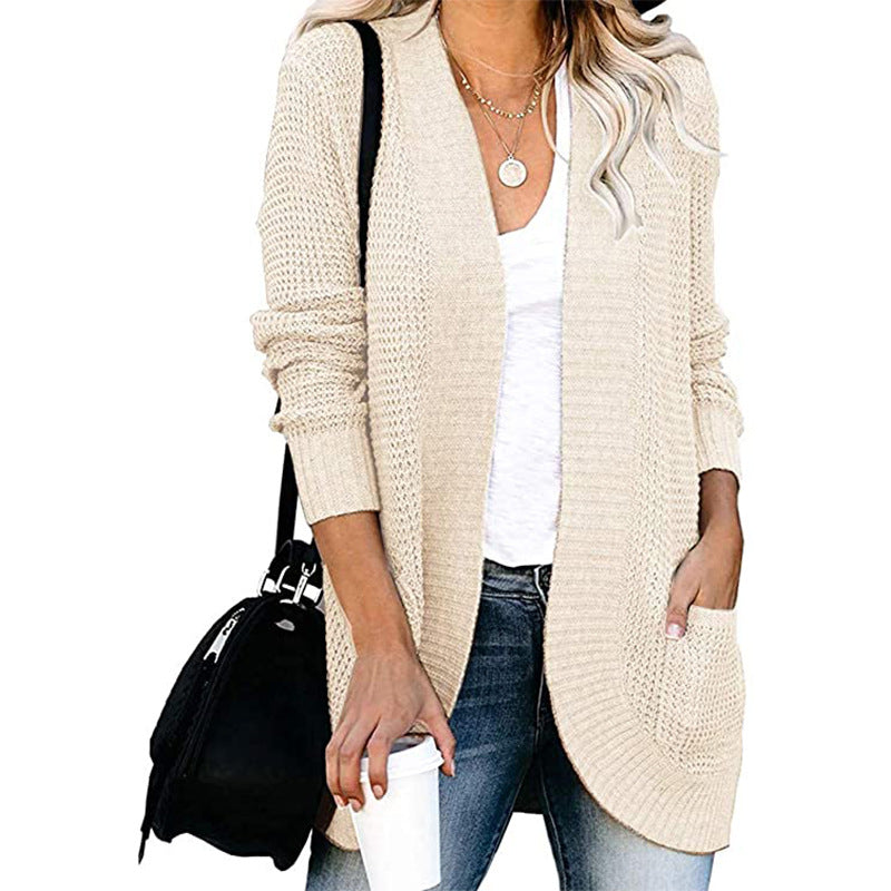 Damen Lässiger Strickcardigan mit offenen Fronten und praktischen Taschen