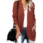 Damen lässiger Strickcardigan mit offenen Seiten und praktischen Taschen R&B