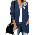 Damen lässiger Strickcardigan mit offenen Seiten und praktischen Taschen R&B
