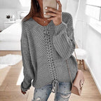 Damen Strickpullover mit detailreicher Schnürung R&B