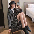 Damen Lässiger Strickcardigan im modernen Karomuster mit oversized Passform