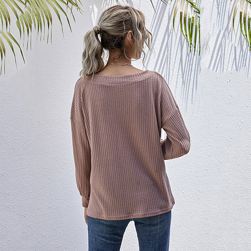 Damen lässiger V-Ausschnitt Pullover mit oversized Schnitt R&B