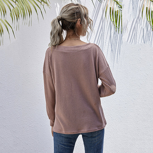 Damen lässiger V-Ausschnitt Pullover mit oversized Schnitt R&B