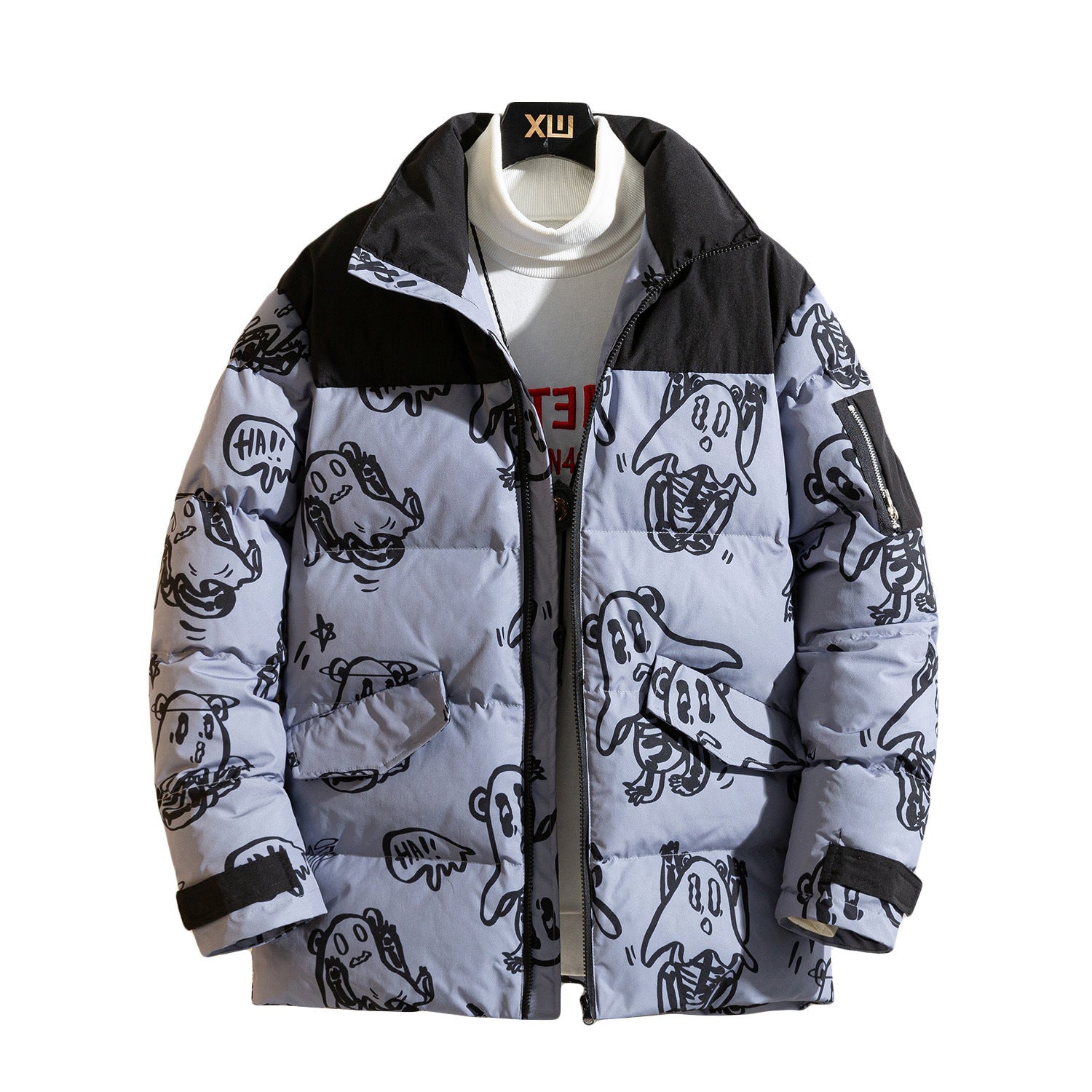 R&B | Bedruckte wattierte Jacke