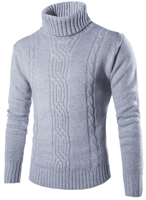 Herren modischer Strickpullover mit hochgeschlossenem Kragen und raffinierter Zopfmusterstruktur R&B