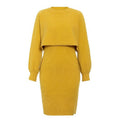 Damen Strickkleid mit cropped Oberteil und Rippstruktur