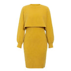 Damen Strickkleid mit cropped Oberteil und Rippstruktur