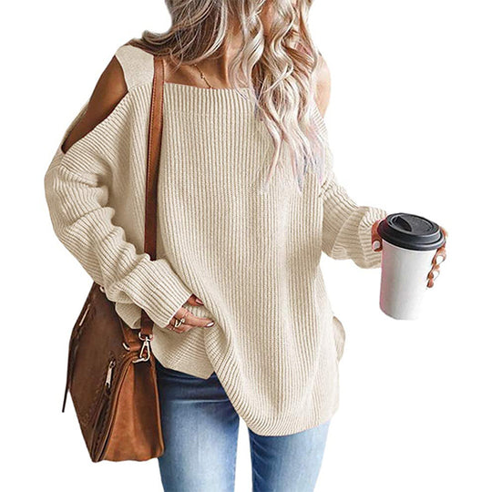 Damen Off-Shoulder Strickpullover mit modernen Details R&B