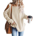 Damen lässiger Strickpullover mit schulterfreier Ausschnittführung R&B