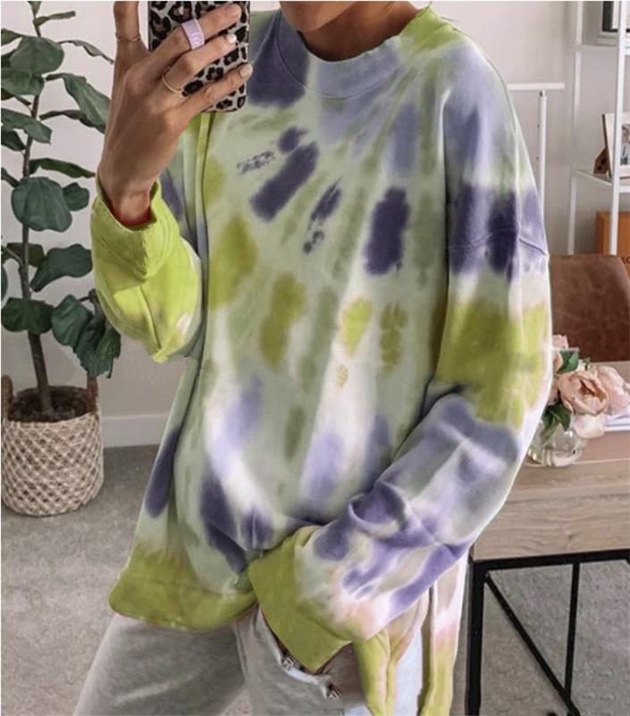 Damen lässiger Sweatshirt mit Farbverlauf und langen Ärmeln R&B