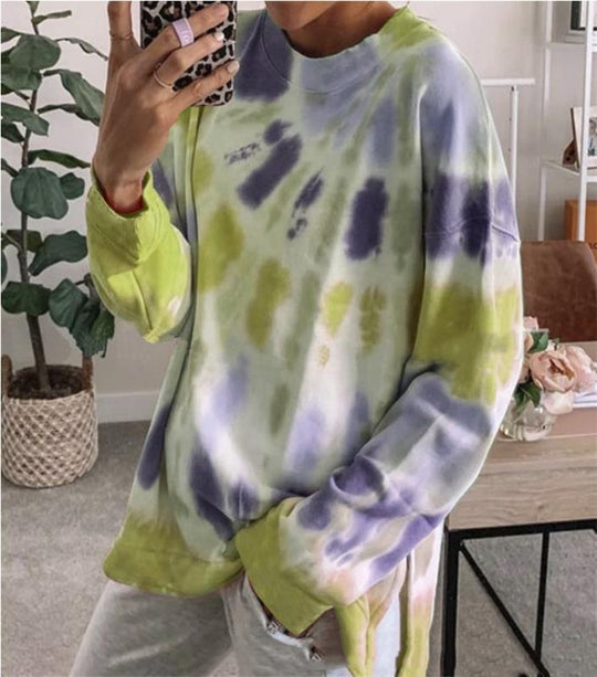 Damen lässiger Sweatshirt mit Farbverlauf und langen Ärmeln R&B