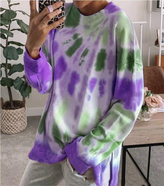 Damen lässiger Sweatshirt mit Farbverlauf und langen Ärmeln R&B
