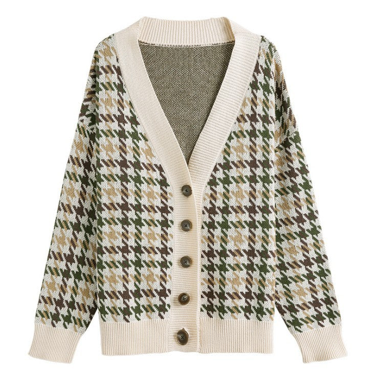 Damen Strickjacke mit modernen Zopfmuster und Holzknöpfen R&B