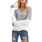 Damen lässiger Strickpullover mit modernem Farbverlauf und V-Ausschnitt